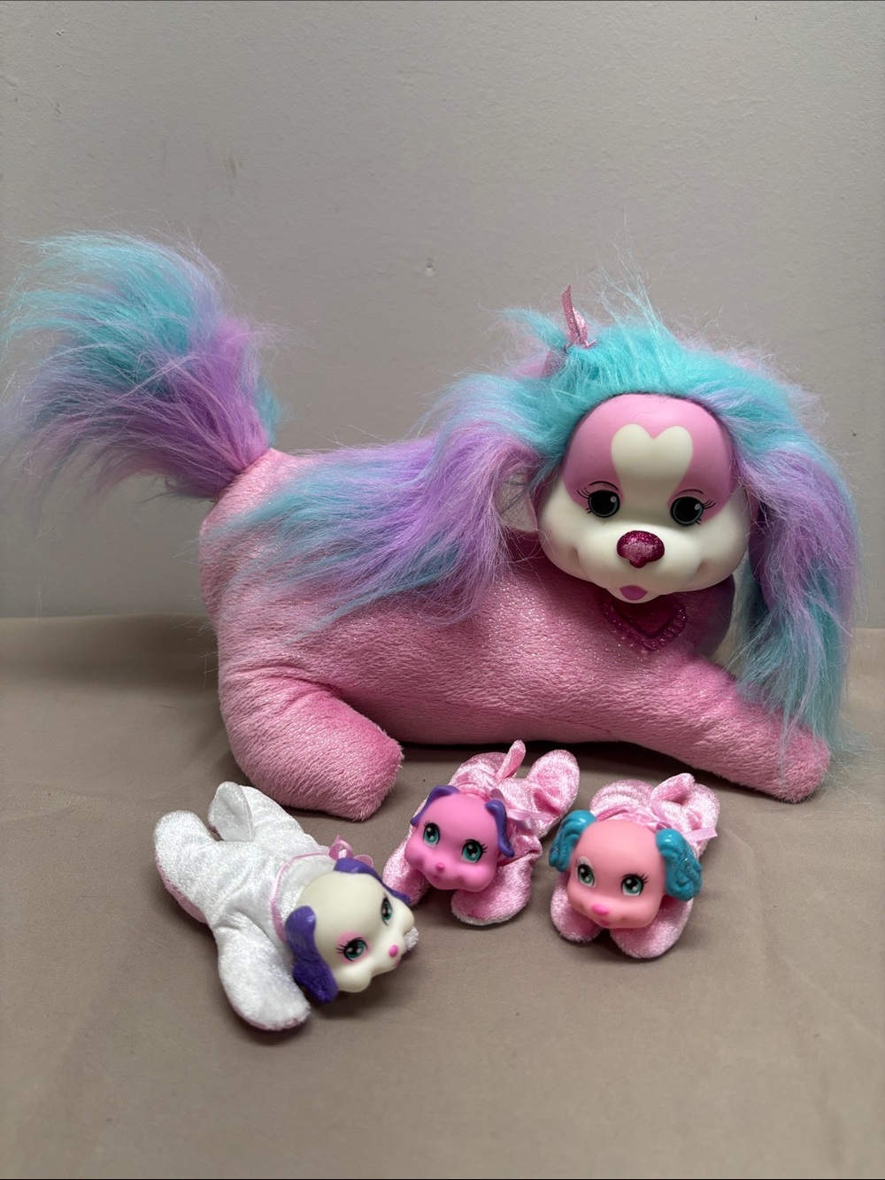 Puppy Surprise Lacey Puppies Plush Dog Toy Sparkle Pink Blue Purple 3 Pups